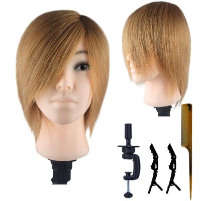 Barber Mannequin Head Male Haircut Training Head Men Human Hair Mannequin Head