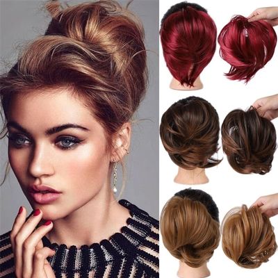 LPOCIKZADEC Messy bun Hair Piece, Heat Resistant Synthetic Hair Scrunchies - Donut Bun Chignon for Women,Hair bun Wig(Black Brown)