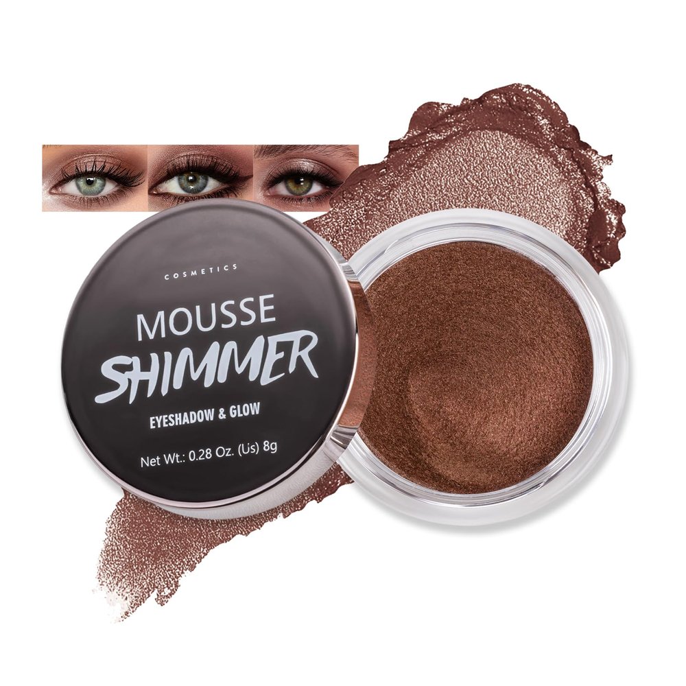 Erinde Shimmer Cream Eyeshadow, Highlighter Creme Eye Shadow Palette, Waterproof Long Lasting, Soft Shimmer Glitter Eye Brightener Makeup,Vegan & Cruelty, 07 Brown