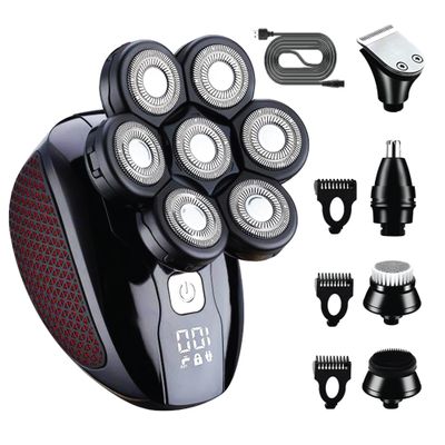 Upgraded 7D Head Shavers for Bald Men Waterproof Electric Razor for Men with LED Display, Detachable Blades, Type-C Rechargeable Mens Head Shaver Grooming Kit