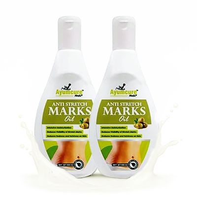 Ayumcure Stretch Mark Removal & Prevention Oil for women | 100ml | Improves Skin Texture & Tone | Nourishing Blend with Natural Oils | Hydrating & Elasticity Support (Pack of 2)