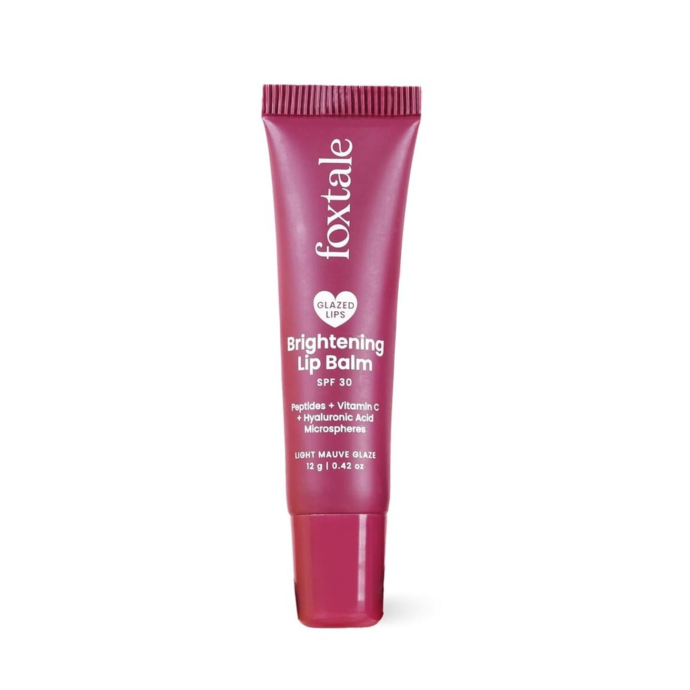 SPF 30 Brightening Lip Balm for Dark Lips with Peptides & Vitamin C | Prevents Pigmentation | Brightens & Hydrates Lips | Tinted Lip Balm -Light Mauve Glaze 12gm
