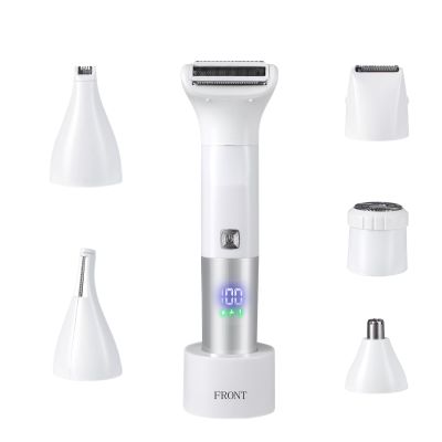 Shaver for Women, 6-in-1 Body Hair Trimmer, Facial & Pubic Hair Removal, IPX7 Waterproof Wet & Dry Grooming Electric Shaver Kit,Cordless Travel Razor with USB Charging Dock