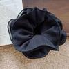 2 Piece Women's Large Floral Scrunchies for Oversized Lace Hair, Big Satin Silk Lace Hair Ties Elastic Hair Bands Ponytail Holders for Thin Thick Curly (Black Beige multilayer Wrinkle) view 4