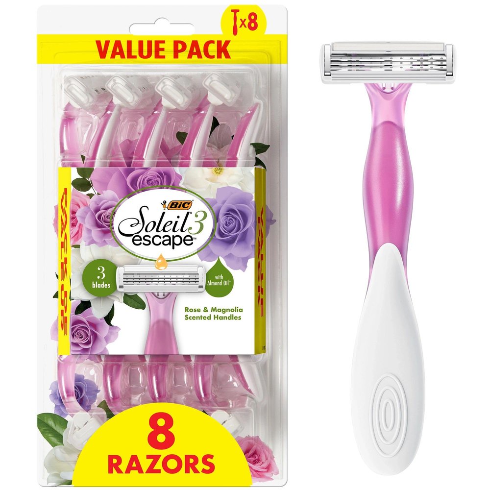 BIC Soleil 3 Escape Scented Disposable Razors, 8 Count, 3 Blades, Comfort