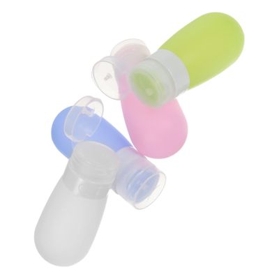 SECFOU 4pcs Portable Silicone Travel Bottles for Toiletries Refillable Lotion Containers Leakproof Squeeze Bottles for Shampoo Conditioner Liquid Soap for Travel Daily Use