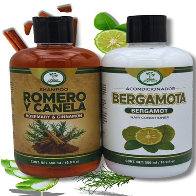 HIGH SUPREME Shampoo Romero, Sbila & Canela + Acondicionador de Bergamota  16.9 fl oz each  Premium Nourishing Hair Care Set  Nutre y Revitaliza  Natural Shine & Strength  For All Hair Types