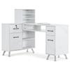 BarberPub L-Shaped Manicure Table with Drawers and Shelves for Storage, Salon Corner Nail Desk, Makeup Dressing Station 2866 (White) view 1