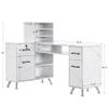 BarberPub L-Shaped Manicure Table with Drawers and Shelves for Storage, Salon Corner Nail Desk, Makeup Dressing Station 2866 (White) view 3