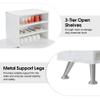 BarberPub L-Shaped Manicure Table with Drawers and Shelves for Storage, Salon Corner Nail Desk, Makeup Dressing Station 2866 (White) view 4