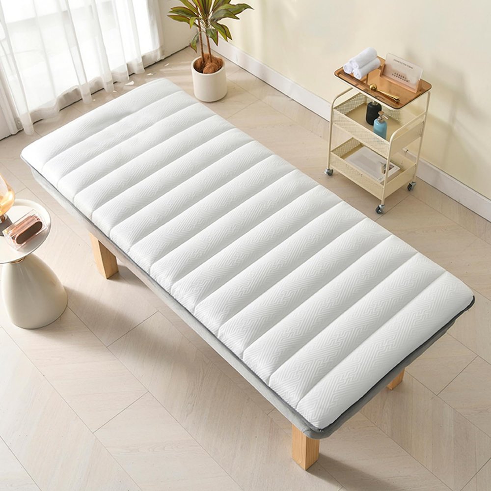 LDLCYCN White,180 * 60cm, 5Cm Latex Foam Massage Bed Mattress Topper with Removable Cover Foldable Beauty Salon Mattress Lash Bed Topper Spa Bed Mattress Non-Slip Lash Bed Cushion Square Head
