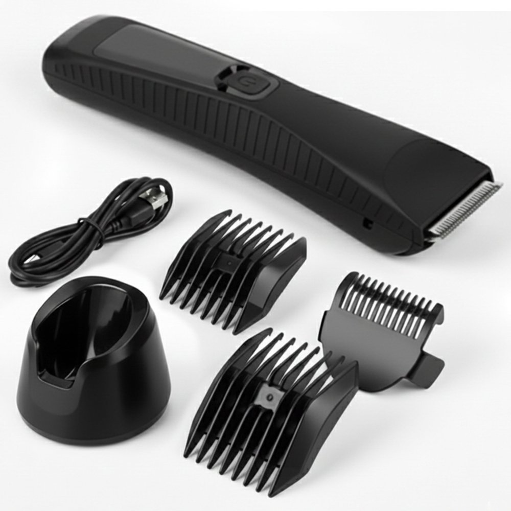 TEGH 7-in-1 Electric Grooming Kit for Men | Cordless, Waterproof Beard Trimmer, Hair Clipper, Shaver & Body Groomer | Professional Barber Clippers with Nose, Ear & Facial Attachments (P17 Black).