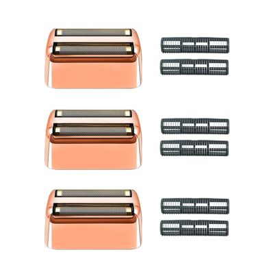 3 pack Professional Replacement Foil and Cutters for BaBylissPRO Barberology Double Foil Shaver, Compatible with BaBylissPRO Barberology FXFS2 ShaverGoldRose Gold