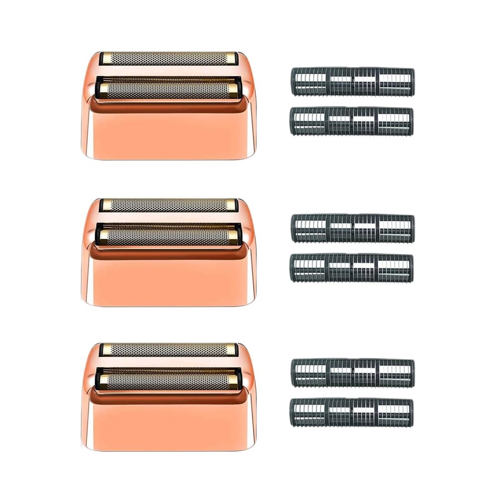 3 pack Professional Replacement Foil and Cutters for BaBylissPRO Barberology Double Foil Shaver, Compatible with BaBylissPRO Barberology FXFS2 ShaverGoldRose Gold