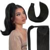 FAAAL Ponytail Extension Human Hair #1B Natural Black 100% Remy Human Hair Ponytail Extension Straight Wrap Around Ponytails One Piece Hairpiece for Women 12 inch 65g view 1