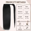 FAAAL Ponytail Extension Human Hair #1B Natural Black 100% Remy Human Hair Ponytail Extension Straight Wrap Around Ponytails One Piece Hairpiece for Women 12 inch 65g view 2