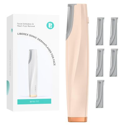 Sonic Dermaplaning Tool for Face - Rechargeable Dermaplane Razor with 6 Refill Dermablades, Facial Hair & Peach Fuzz Remover for Women (Pink)