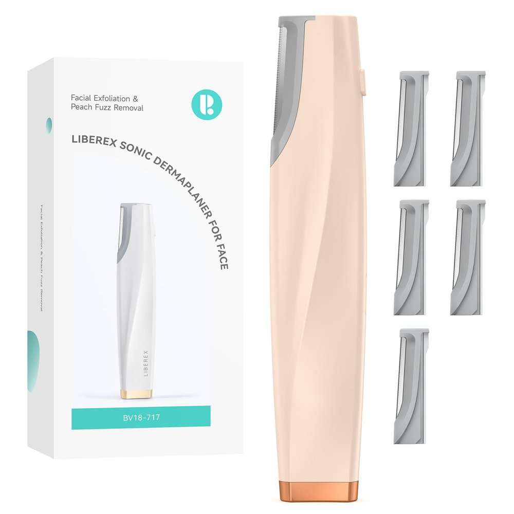 Sonic Dermaplaning Tool for Face - Rechargeable Dermaplane Razor with 6 Refill Dermablades, Facial Hair & Peach Fuzz Remover for Women (Pink)