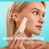 Sonic Dermaplaning Tool for Face - Rechargeable Dermaplane Razor with 6 Refill Dermablades, Facial Hair & Peach Fuzz Remover for Women (Pink) view 2