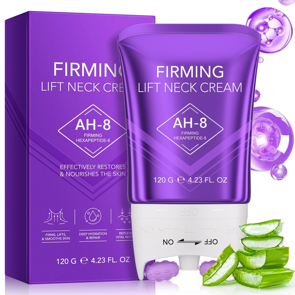 AH-8 Firming Neck Cream,Roller Neck Creams for Crepey Skin Body Care Comfort, Tightening & Moisturizing Skin, Reduces Neck Lines, Improves Elasticity, Anti-Aging, Skin Care Repair (Purple, 120g)