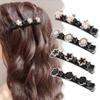 12PCS Sparkling Crystal Stone Braided Hair Clips, Braided Hair Clips for Women and Girls, Shiny Flower Rhinestone Hair Clip, Braided Duckbill Hair Clip With Crystal Hair Accessories for Styling view 4