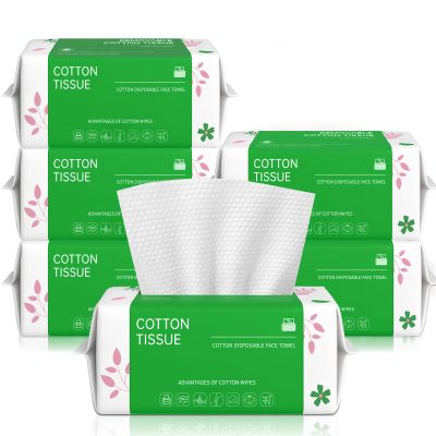 Disposable Face Towels 100 Count, Biodegradable Facial Towels for Sensitive Skin, Ultra Soft & Thick Face Cloth, Lint- free Dry Wipes for Makeup Remover, Skincare and Cleansing (6 Pack)