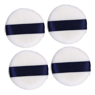 ARTSEWPLY 4pcs Fluffy Powder Puff Soft Velour Makeup Applicators with Ribbon for Loose Powder Foundation Lightweight and Skin-friendly for Daily and