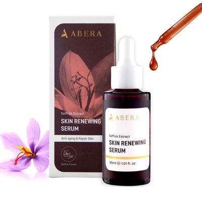 Abera Skin Renewing Serum For Anti-Wrinkle, Melasma Treatment, Anti-Aging For Face, High Potency Saffron Extract, Lavandula Stoechas Extract, Hydrating Serum, 1.01 Fl Oz