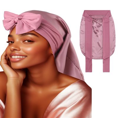 100% Mulberry Silk Bonnet for Sleeping Women Braid Bonnet for Long Hair with Elastic Tie Band Hair Wrap for Braids Curly Hair