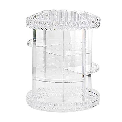 360 Rotating Crystal Cosmetic Storage Box Multifunction Detachable Makeup Organizer Travel Jewelry Box (Color : 27cmx34.5cm) vision