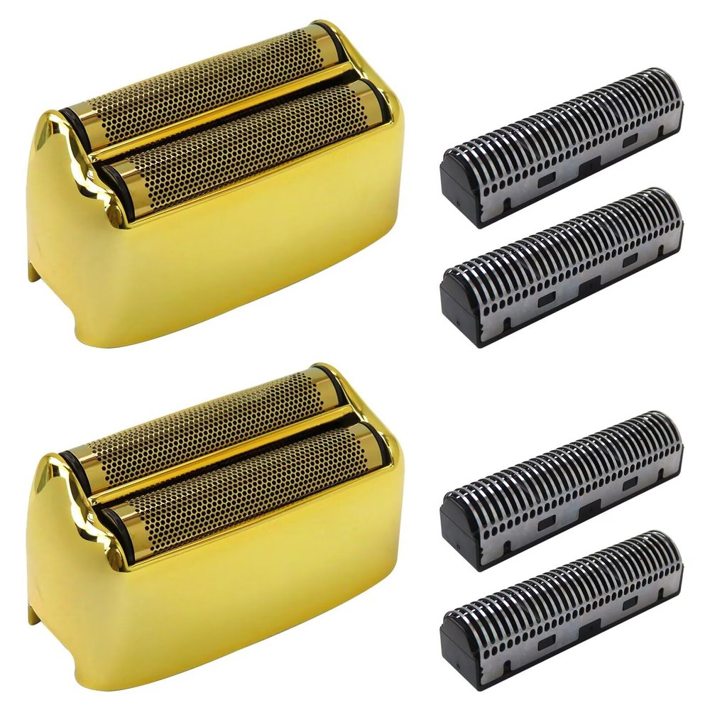 2x Men Metal Shaver Foil & Blades Kit Replacement Compatible for BaBylisPRO FXFS2G/FXFS2 Single-stick Razor,Golden