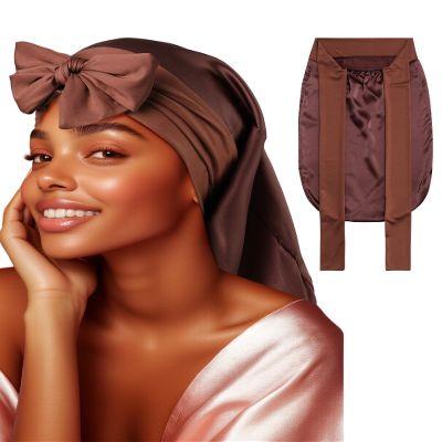 100% Mulberry Silk Bonnet for Sleeping Women Braid Bonnet for Long Hair with Elastic Tie Band Hair Wrap for Braids Curly Hair