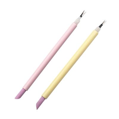 Gatuida 2pcs Cuticle Trimmer Removal Fork Dual End Dead Skin Remover Nail Art Tool with Non Slip Handle for Easy Use Random Color Design