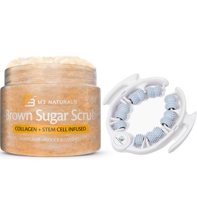 Anti Cellulite Body Massage Roller with Grip-Friendly Design & Brown Sugar Foot Hand and Body Scrub