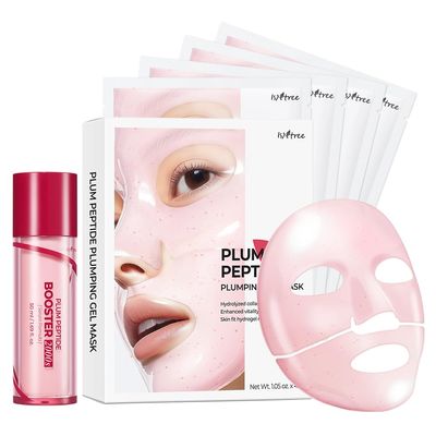ISNTREE Plum Peptide Booster 2000s 50ml, 1.69 fl oz + Plum Peptide Plumping Gel Mask 30g*4ea