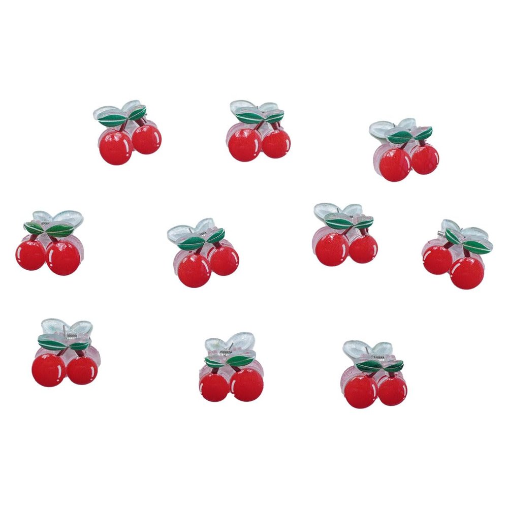 10pcs Cherry Claw Clips Cotton Doll Mini Clip Cute Kids Clips