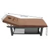 Massage Bed 75 Inch, Stationary Physical Therapy Table, Treatment Table with Removable Headrest, Spa Facial Bed with Adjustable Backrest (Brown) view 4