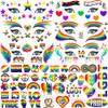 128+ PCS Pride Face Tattoos For Women Men Adults Lovers, Gay LGBTQ LGBT Rainbow Temporary Tattoos Pride Face Stickers, Temp Bulk Fake Tattoos, Rainbow Pride Day Equality Parades Celebrations Festival view 1