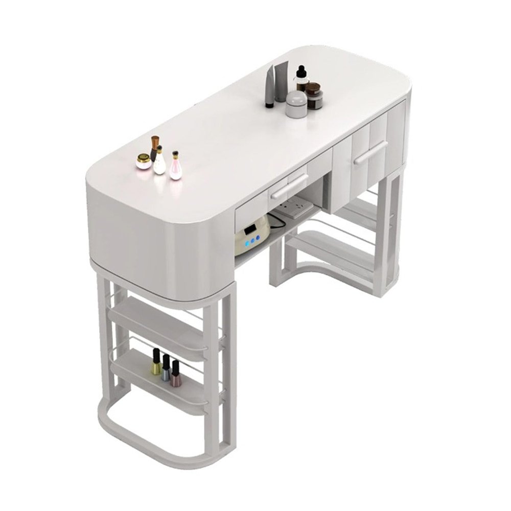 DESALAI Manicure Nail Table Station,Modern Professional Salon Spa Nail Art Desk with Drawers Makeup Station Beauty Workstation with Metal Frame, Makeup Dressing Station,for Home/Nail Salon