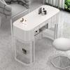 DESALAI Manicure Nail Table Station,Modern Professional Salon Spa Nail Art Desk with Drawers Makeup Station Beauty Workstation with Metal Frame, Makeup Dressing Station,for Home/Nail Salon view 2