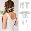 24 PCS Wedding Bridal Hair Combs Pearls Flower Hair Side Comb Bridal Rhinestone Hair Clips Hairpieces Wedding Hairs Accessories for Brides Bridesmaids (Silver) view 3
