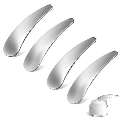 4 Pcs Cosmetic Spatula Mini Makeup Spatulas for Skincare, Reusable Cosmetic Cream Spatulas Spoon, Skincare Scoop Applicator Facial Massage Beauty Tools for Mixing and Sampling Face Eye Cream