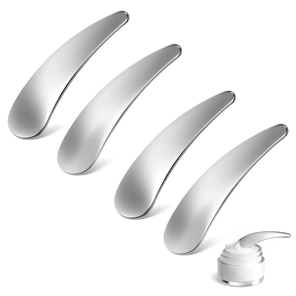4 Pcs Cosmetic Spatula Mini Makeup Spatulas for Skincare, Reusable Cosmetic Cream Spatulas Spoon, Skincare Scoop Applicator Facial Massage Beauty Tools for Mixing and Sampling Face Eye Cream