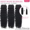 Troskamar Deep Wave Human Hair Bundles for Black Women 12A Brazilian Human Hair Curly 4 Bundles 20 22 24 26 Inch Wet and Wavy Bundle view 3