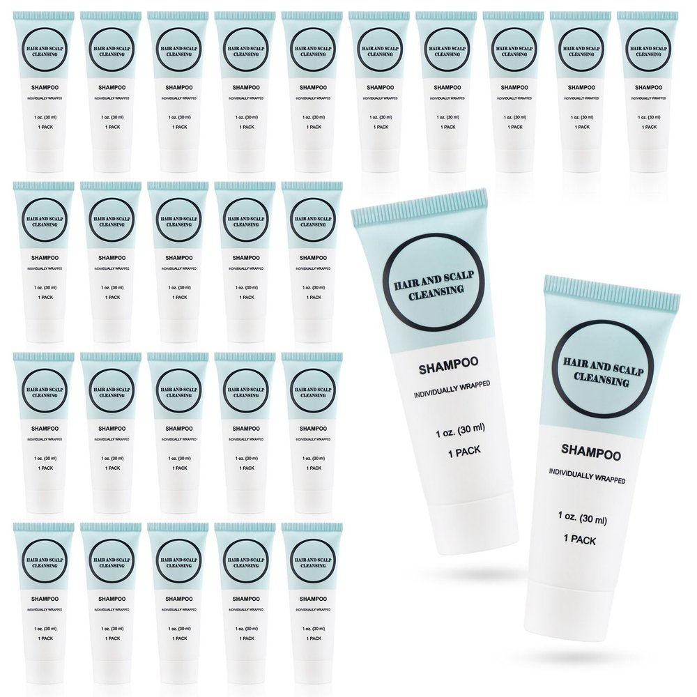 Travel Size Shampoo, Individually Wrapped Bulk 1 oz/30 ml Mini Shampoo Gel Set Trial Sample Small Single Use Toiletries Amenities Kit for Men & Women for Hotel/Camping/Vacation/Homeless (60 Pack)