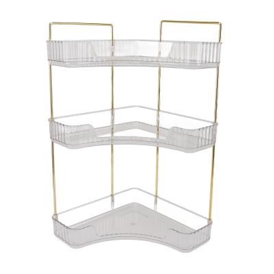 3 Tier Makeup Shelf Organizer, Lightweight Makeup Storage Rack for Cosmetics, Bathroom Countertop Organizer with Aesthetic Design, Easy Access and Versatile Use in Kitchen (Transparent)