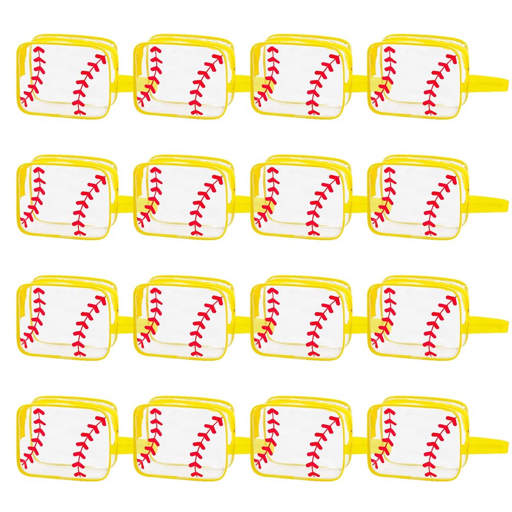 16PCS Softball Cosmetic Bag - Softball Gift Accessories Bags Goodie Snack Makeup BagWaterproof Softball Clear PVC Travel Bag,Toiletry Zipper Pouch Organizer,Softball Team Gifts for Girls Team Player