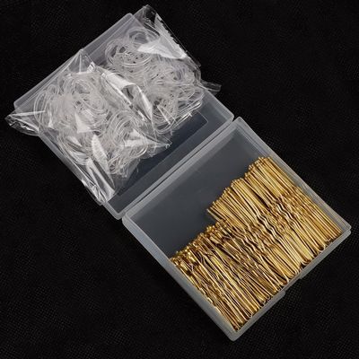 200PCS U-Shaped Hair Pins with Storage Box (2.36IN, 2IN), Bobby Bun Pins for Women, Kids, and Girls, 100PCS Elastic Hair Bands for All Hair Types, Blonde