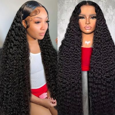 13x4 Deep Wave Lace Front Wigs Human Hair Wig for Women 200 Density HD Transparent Lace Frontal Wigs Human Hair 26 Inch Deep Wave Frontal Wig Glueless Deep Wave Wig Pre Plucked Curly Wigs for Women