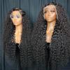 13x4 Deep Wave Lace Front Wigs Human Hair Wig for Women 200 Density HD Transparent Lace Frontal Wigs Human Hair 26 Inch Deep Wave Frontal Wig Glueless Deep Wave Wig Pre Plucked Curly Wigs for Women view 4